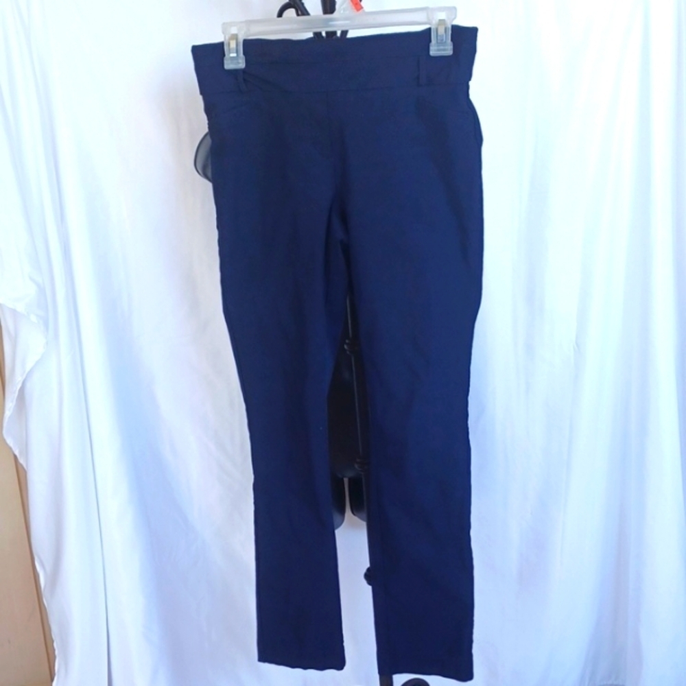 Rekucci women’s Navy Skinny slacks, stretchy, high waist